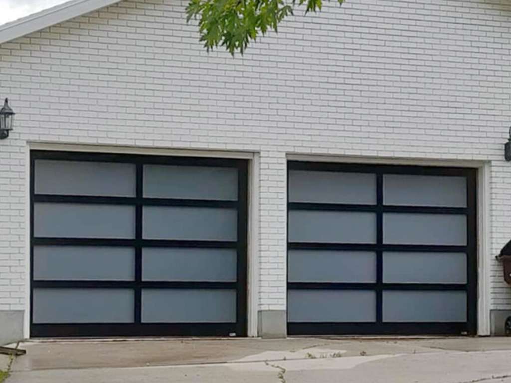 a close-up of a garage door